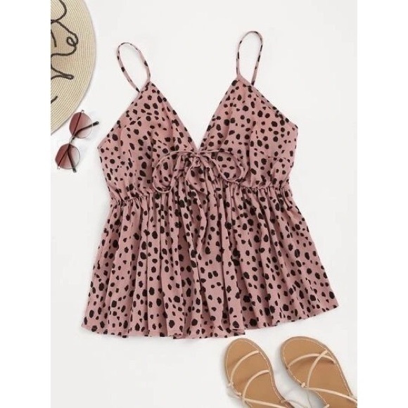 SHEIN Tops - Shein Polkadot Babydoll Tank Top